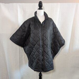 Eivissa Black Diamond Quilted Zip Up Cape Poncho Vest Size L to XL Outerwear